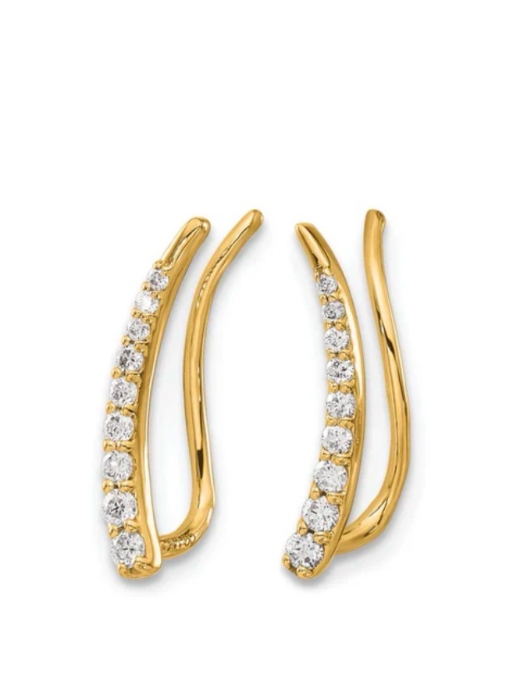 Elegant 14k Gold .05 Ctw Natural White Diamond Ear Climbers | Fine Jewelry